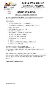 Open rekrutmen seleksi pemagangan pt. Lowongan Kerja Pt Jatim Autocomp Indonesia Smk Negeri 1 Magetan