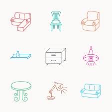 Corner Sofa Table And Armchair Icons