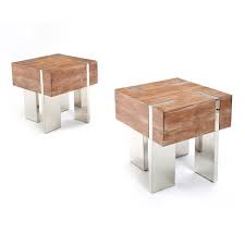 modern chic natural wood end tables