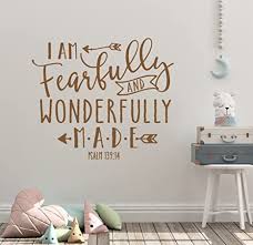 Amazon.com: 26"x24" I Am Fearfully and Wonderfully Made Psalm 139:14  Christian Bible Verse Scripture Wall Decal Sticker Art Mural Home Decor :  Tools & Home Improvement