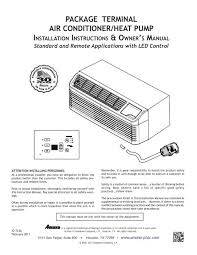 Air conditioner (wall pack unit) bought at sears. Owner S Manual Amana Ptac