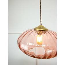 Vintage Brass And Glass Pendant Lamp
