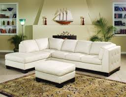 All Leather Sofa Sectional Set In Ivory