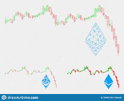 Ethereum Falling Chart Vector Mesh Wire Frame Model And