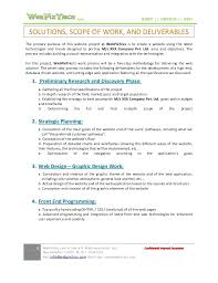 Project Scope Examples Website Of Work Sample Document For