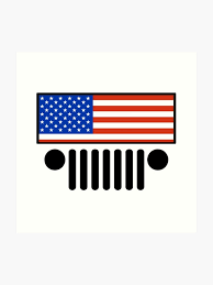 Jeep Wrangler American Flag Big Shirt Size Art Print
