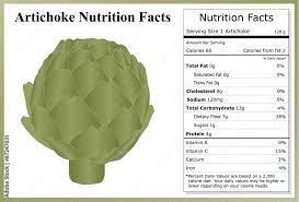 artichoke nutrition facts stock vector