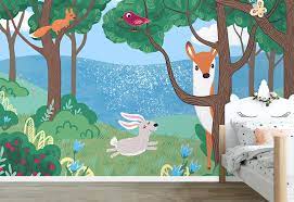 happy woodland wallpaper mural