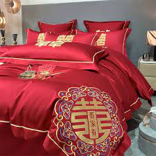 4 In 1 Luxury Embroidery Red Duvet