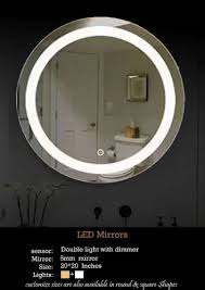 silver round led wall mirror