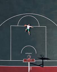 basketball court player aerial view