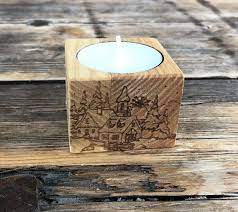 Wooden Tea Light Holder Handmade