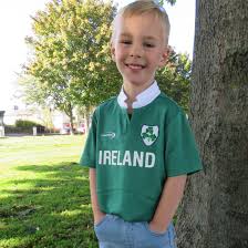 ireland shamrock crest design kids rugby shirt green colour