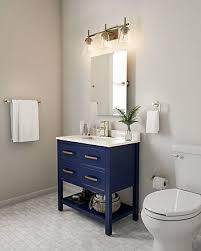 Get free shipping on qualified 30 inch vanities bathroom vanities with tops or buy online pick up in store today in the bath department. Home Decorators Collection Brookbank 30 Inch 2 Drawer Vanity In Navy Blue With White Engineered Blue Bathroom Vanity 30 Inch Bathroom Vanity Bathroom Solutions