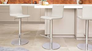 Bar stools specially made for your kitchen bar or high table. Kiki Light Grey Real Leather Gas Lift Bar Stool Bar Stools Modern Kitchen Stools Designer Bar Stools