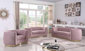 glam pink velvet sofa set 3pcs julian