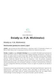 Dziady Cz 4 Plan Wydarzeń - Dziady cz. II (A. Mickiewicz) - Język polski - Opracowania.pl - Pobierz pdf  z Docer.pl