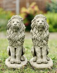 Pair Of Lion Statues Reconstituted