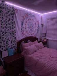 trendy bedroom idea led lights tapestry