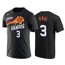 Ideal gift for family and friends for birthday. Phoenix Suns Chris Paul 2021 City Edition Black T Shirt Wordmark Legend