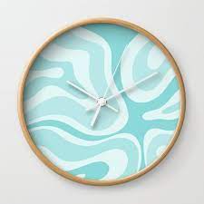 Aqua Teal Blue Wall Clock