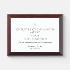 Think providing a plaque, paperweight, employee of the month parking spot, or some other sort of commendation for employees is cheesy? Employee Of The Month Black Gold Typography Logo Award Plaque Zazzle Com