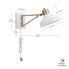 Globe Electric Berkeley 1 Light White And Brass Plug In Or Hardwire Swing Arm Wall Sconce 51344 The Home Depot