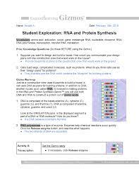 As you complete the game, answer the following questions on the. Rna Protein Synthesis Virtual Lab Docsity