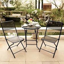 Black Metal Outdoor Bistro Set Chairs