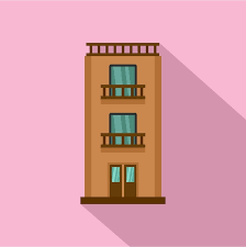 Two Floor House Icon Flat Ilration