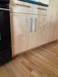 red oak floors and natural maple cabinetry