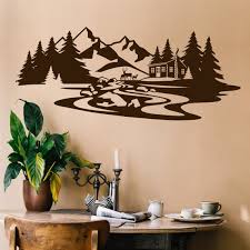 Nature Wall Decal Mountain Cabin Stream
