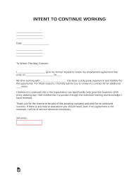 free continue working letter of intent