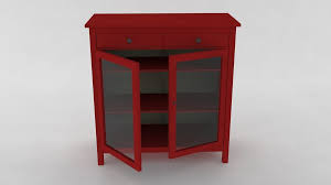 ikea hemnes linen cabinet red glass 3d