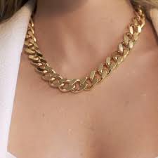 Punk cuban link chain choker necklace chunky curb chain necklace chic layered clavicle necklace hiphop accessories for women and girls (gold d) 3.4 out of 5 stars. Thea Chain Necklace Outfit Chain Necklace Womens Chunky Gold Necklaces