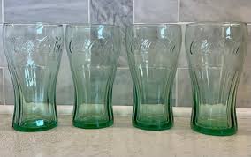 Set Of 4 Green Coca Cola Glasses 16