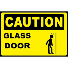 Hot Caution Glass Door Warning