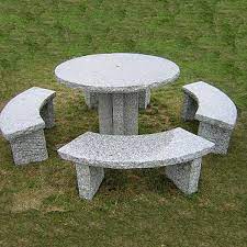 Stone Garden Bench Table Set