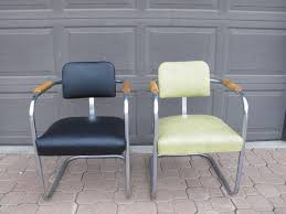 pair retro chrome armchairs mid century