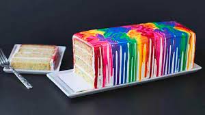 Rainbow Ganache Drip Cake gambar png