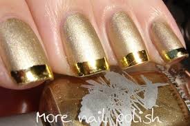 metallic french manicure with nail art