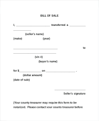 General Bill Of Sale Form Notarized Bill Of Sale Template