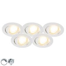 5 Recessed Spotlights White Incl Led