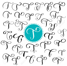 Calligraphy made for print in different colours. Letter T Flourish Calligraphy Isolated On White Handwritten Brush Style Hand Lettering For Logos Packaging Design Poster Royalty Free Cliparts Vectors And Stock Illustration Image 90780185