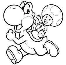 A friendly and brave dinosaur is always ready to help someone in trouble. Yoshi And Toad Coloring Picture Mario Coloring Pages Super Mario Coloring Pages Coloring Pictures
