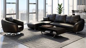 black lucy leather sectional sofa left chaise and chair