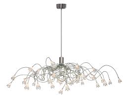 Spectacular Oval Chandelier With 35 Lights In Clear Glass Flowers