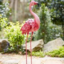 H Flamingo Metal Lawn Decor In Pink