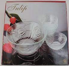 Kig Tulips Clear Glass Serving Bowl 7