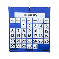 7992 Pocket Chart Monthly Calendar 25 X 28
